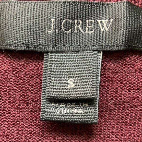 J Crew Merino Wool V Neck Sweater Tie Sleeves Maroon Burgundy SZ S - Picture 8 of 9